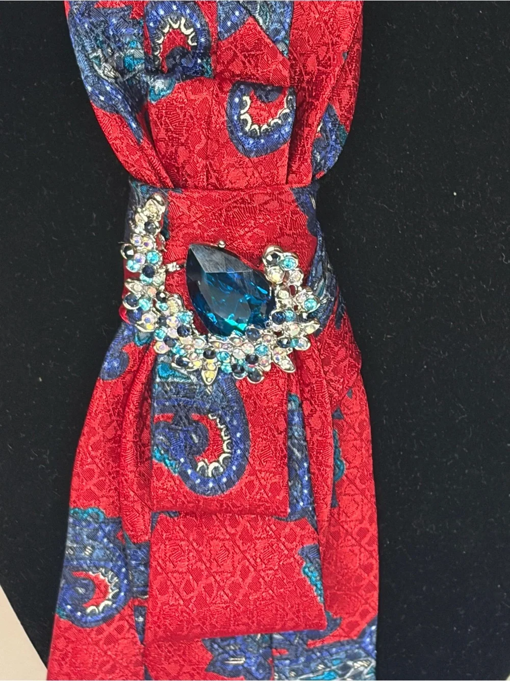 Dior Red and Blue Paisley Silk Scarf
